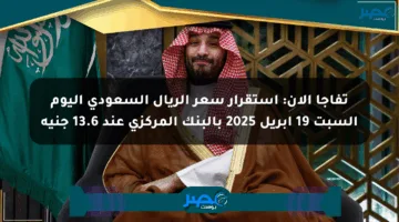 تفاجأ الآن: استقرار سعر الريال السعودي اليوم السبت 19 أبريل 2025 بالبنك المركزي عند 13.6 جنيه